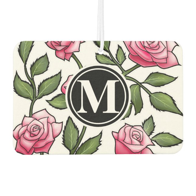 Elegant Floral and Monogram Air Freshener (Front)