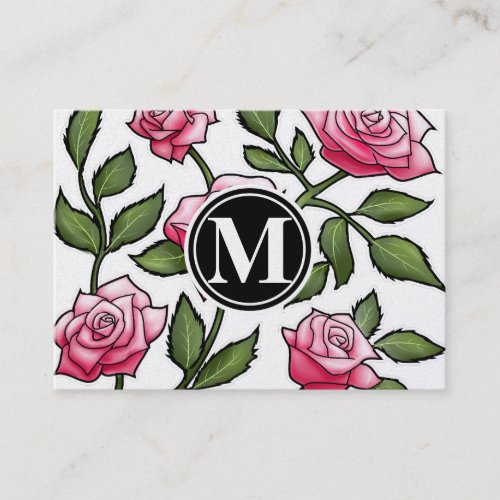 Elegant Floral and Monogram Business Card