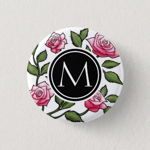 Elegant Floral and Monogram Button