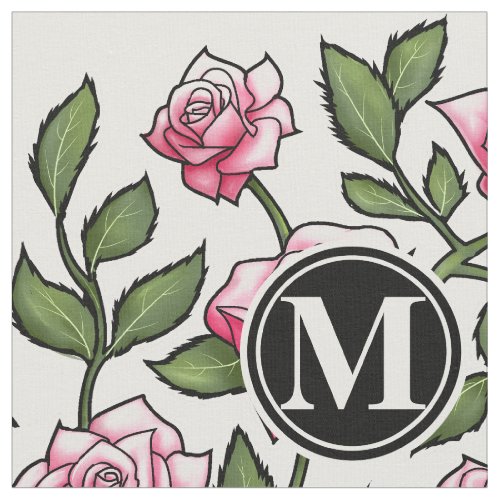 Elegant Floral and Monogram Fabric