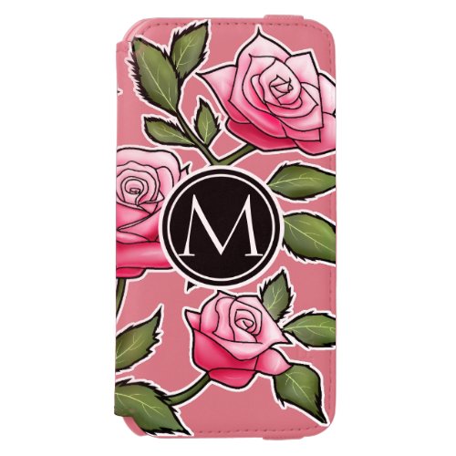 Elegant Floral and Monogram iPhone 66s Wallet Case