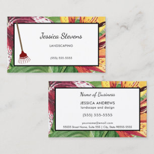 Elegant Floral and Rake Landscape and Design Business Card