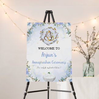 Elegant Floral Annaprashan Ceremony Welcome Sign