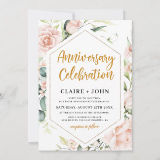 Elegant Floral Anniversary Invitation