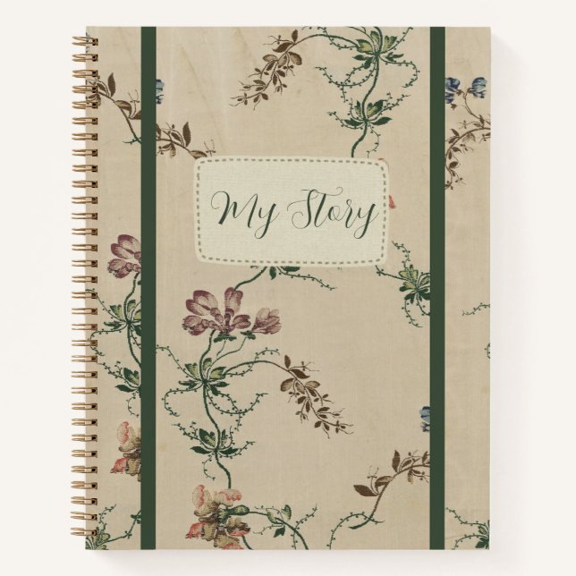 Elegant Floral Antique Pattern Notebook (Front)