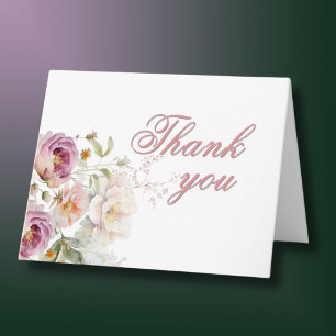 Elegant Floral Any Year Birthday  Letterpress Thank You Card