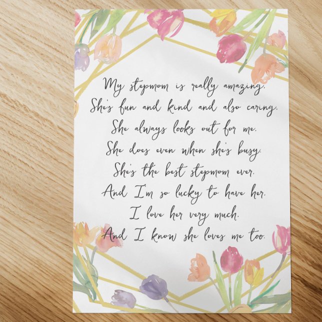    Elegant Floral Appreciation Poem for Stepmother Letterhead (Creator Uploaded)