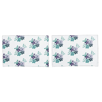Elegant floral aqua green purple violet light pillow case