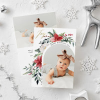 Elegant Floral Arch and Photo Holiday Card