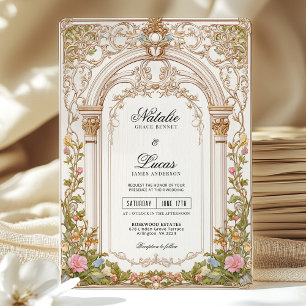 Elegant Floral Arch Art Nouveau Wedding Invitation