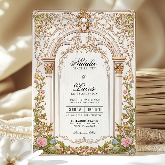 Elegant Floral Arch Art Nouveau Wedding Invitation (Creator Uploaded)