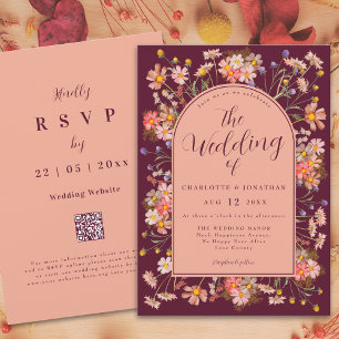Elegant Floral Arch Burgundy Fall Wedding Invitation