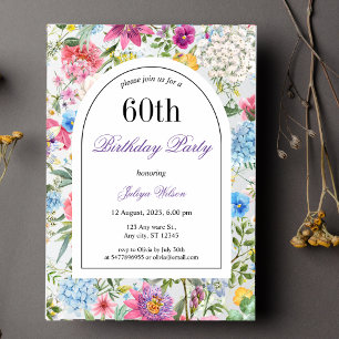 Elegant Floral Arch Frame 60th Birthday Invitation