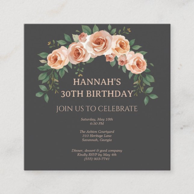 Elegant Floral Arch Frame Birthday Invitation (Front)