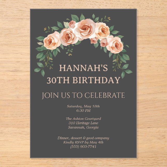 Elegant Floral Arch Frame Birthday Invitation (Front)