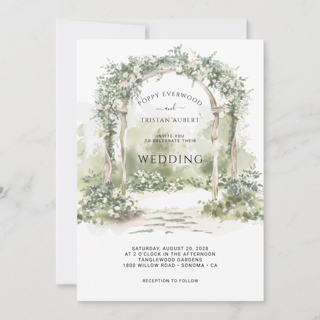 Elegant Floral Arch Garden Wedding Invitation