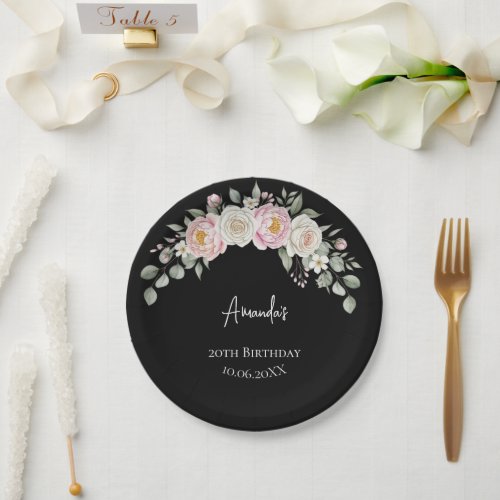 Elegant Floral Arch Personalized Birthday  Paper Plates
