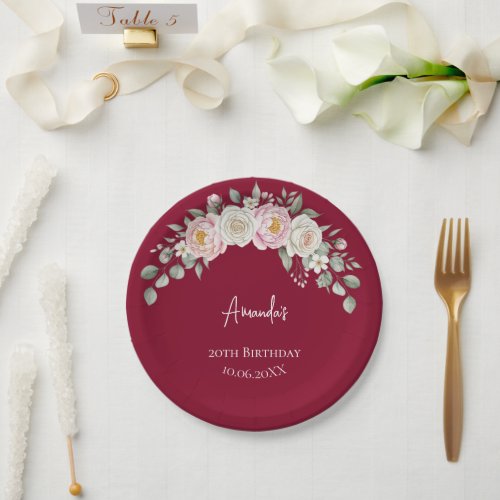 Elegant Floral Arch Personalized Birthday  Paper Plates