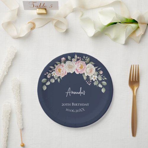 Elegant Floral Arch Personalized Birthday  Paper Plates