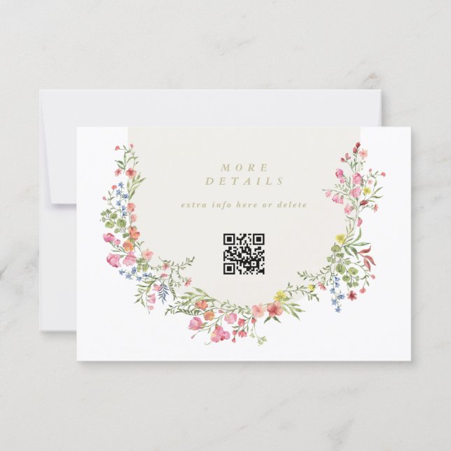Elegant Floral Arch QR CODE BACK wedding website RSVP Card