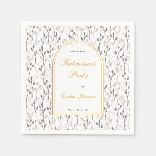 Elegant Floral Arch Retirement Party Paper Napkins