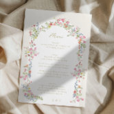 elegant dainty watercolor floral spring wedding menu
