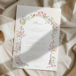 elegant floral arch spring garden 5 x 7 wedding menu