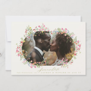 elegant floral arch spring wedding photo QR Code Save The Date