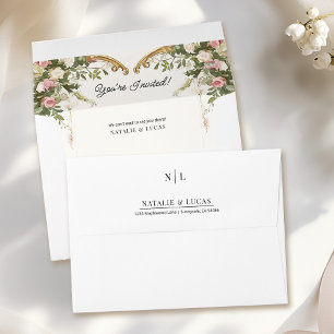 Elegant Floral Arch Vintage Wedding Monogram Envelope