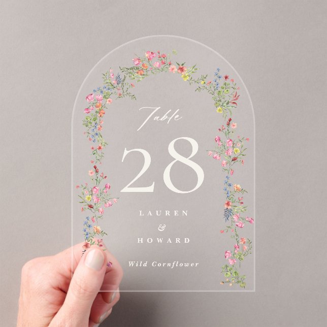 elegant floral Arch wedding Acrylic Table Number (Insitu (Handheld))
