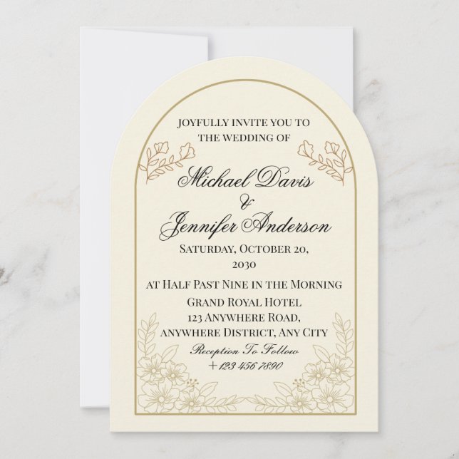 Elegant Floral Arch Wedding Invitation (Front)