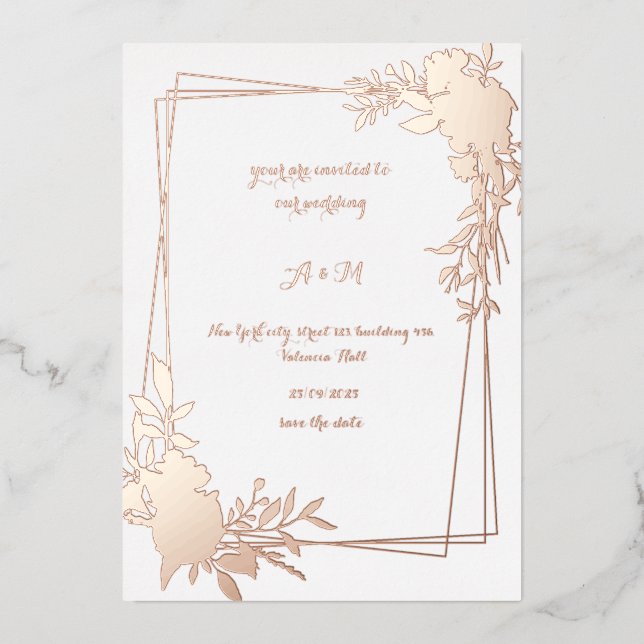 Elegant Floral Arch Wedding Invitation | Foil Invitation (Front)
