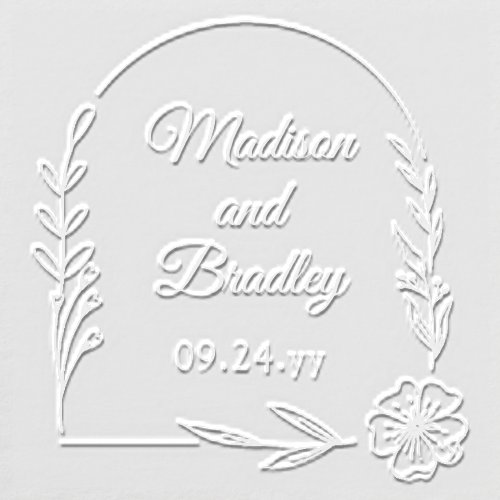 Elegant Floral Arch Wedding Personalized Embosser