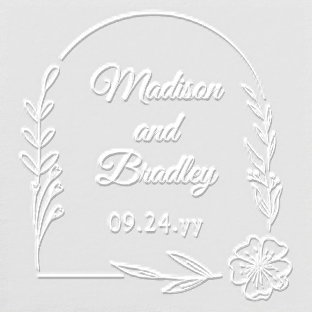 Elegant Floral Arch Wedding Personalized Embosser (Design)