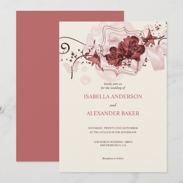 Elegant Floral Arrangement Wedding Invitation (Front/Back)