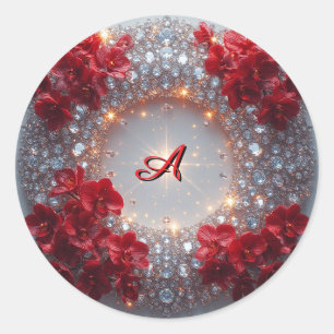 Elegant Floral Arrangement with Red Orchids Classic Round Sticker