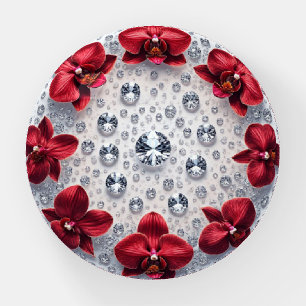 Elegant Floral Arrangement with Red Orchids Paperweight