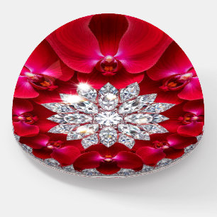 Elegant Floral Arrangement with Red Orchids Paperweight
