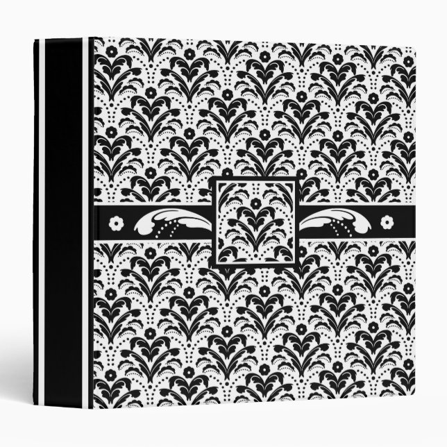 Elegant Floral Art Deco Damask 1930s Pattern Binder (Front/Spine)