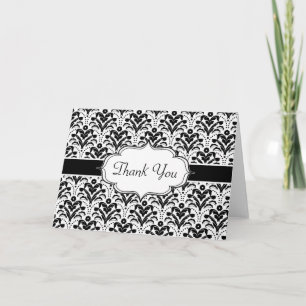 Elegant Floral Art Deco Damask 1930s Pattern Thank You Card