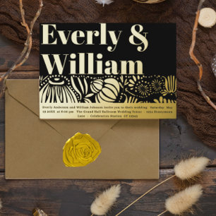Elegant Floral Art Deco Modern Gold Wedding Fo Foil Invitation