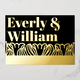 Elegant Floral Art Deco Modern Gold Wedding     Foil Invitation