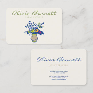 Elegant Floral Art Event Planner Business Card