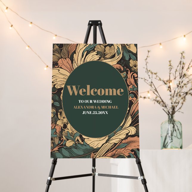 Elegant Floral Art Nouveau Wedding Foam Board (In Situ (Stand))