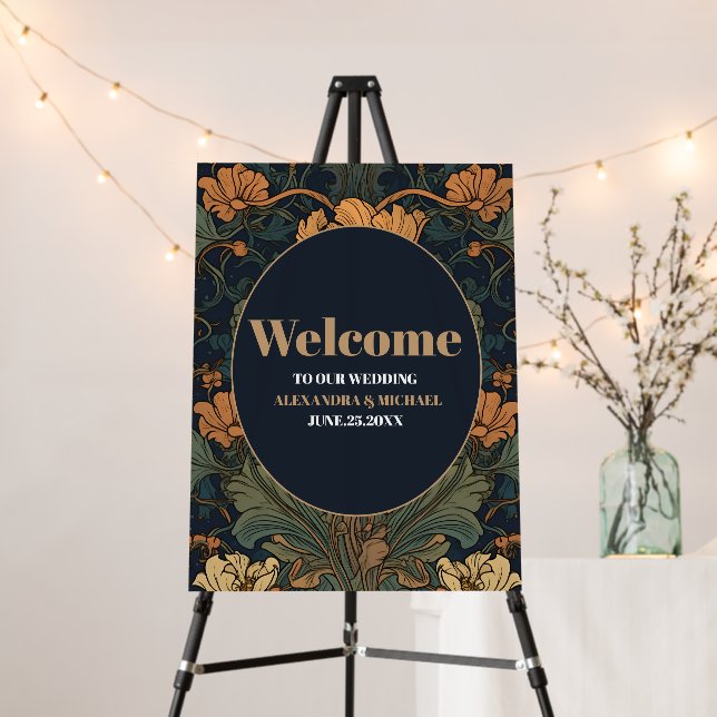 Elegant Floral Art Nouveau Wedding Foam Board (In Situ (Stand))