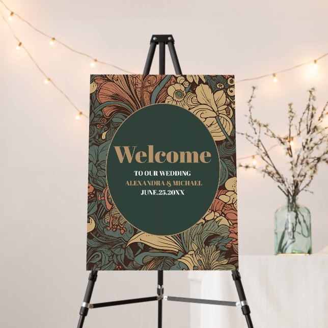 Elegant Floral Art Nouveau Wedding Foam Board (In Situ (Stand))