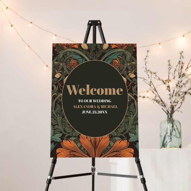 Elegant Floral Art Nouveau Wedding Foam Board (In Situ (Stand))