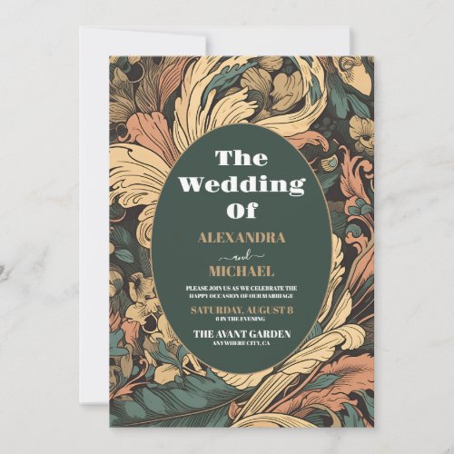 Elegant Floral Art Nouveau Wedding Invitation