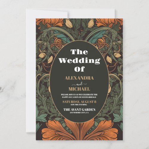 Elegant Floral Art Nouveau Wedding Invitation