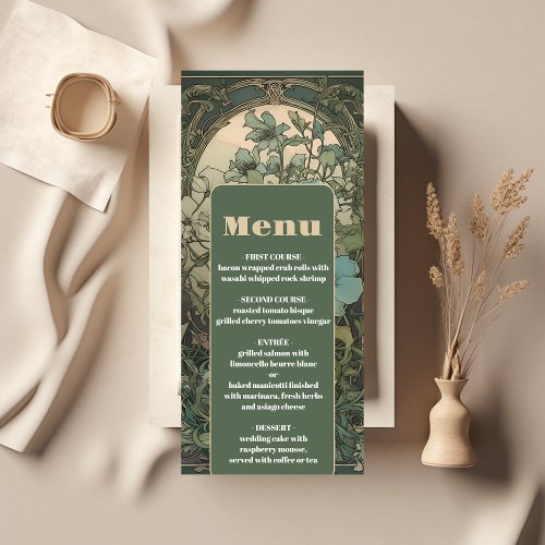 Elegant Floral Art Nouveau Wedding  Menu